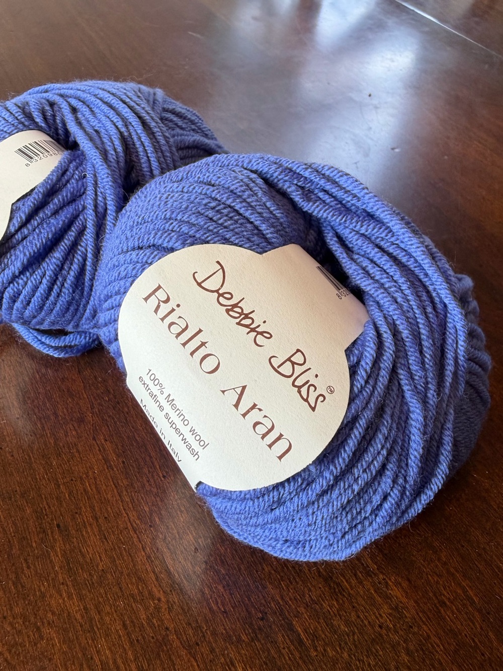 Debbie Bliss Rialto Aran Yarn - 2 skeins, Periwinkle Blue NWT